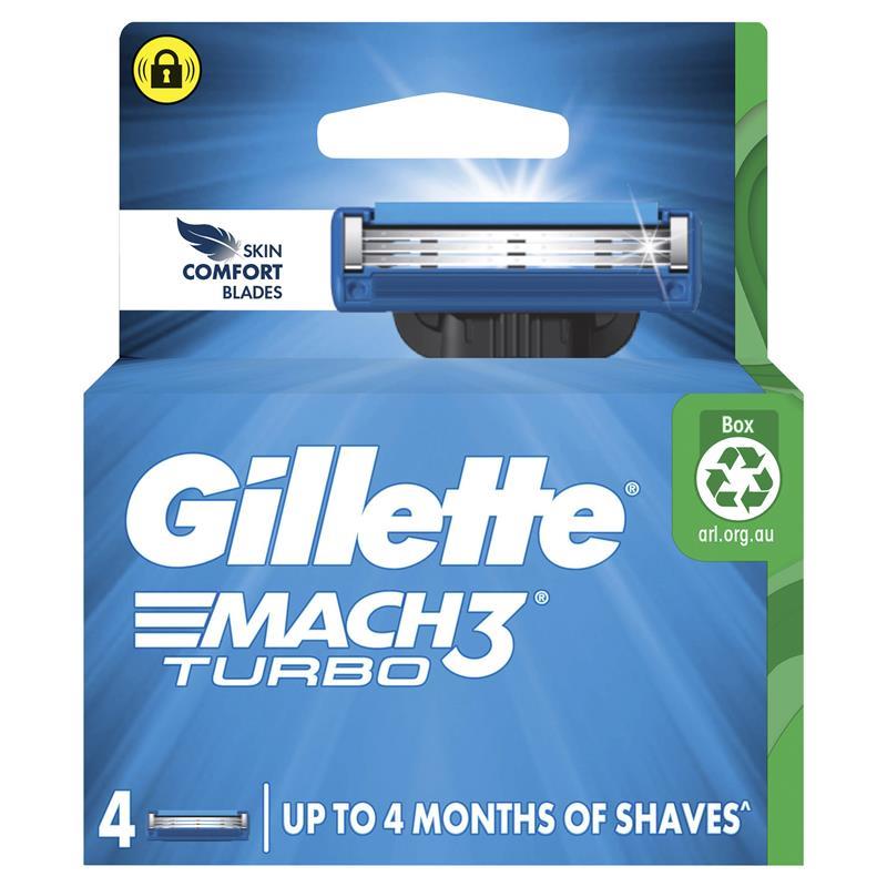 Gillette Mach 3 Turbo 3D Cartridges 4 Pack