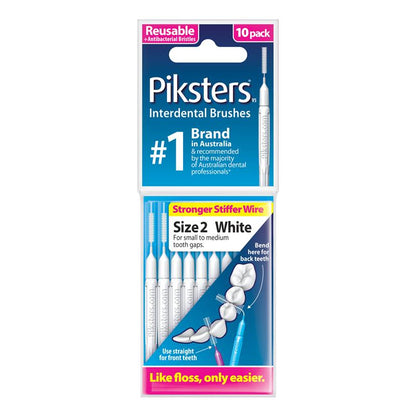 Piksters Interdental Brushes Size 2 White 10 Pack
