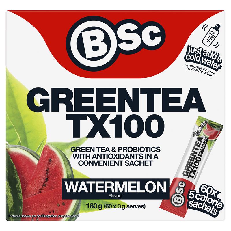 BSc Green Tea TX100 Watermelon 60 x 3g Serve NEW