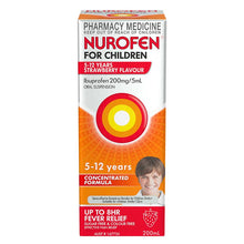 Nurofen For Children 5-12yrs Pain and Fever Relief Concentrated Liquid 200mg/5mL Ibuprofen Strawberry 200mL - GimmeNow