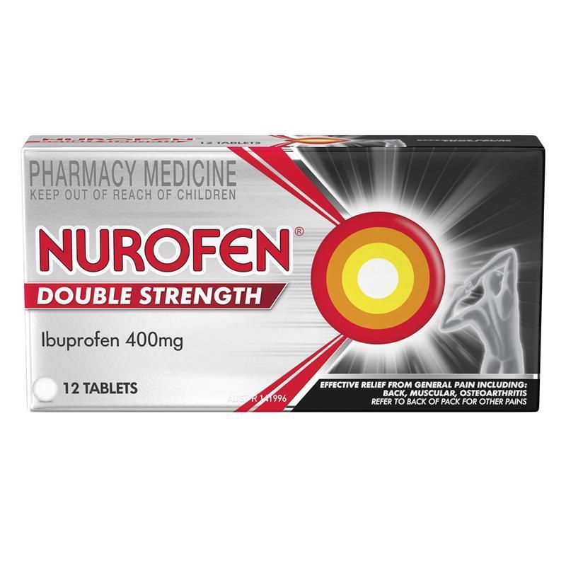 Nurofen Double Strength Pain and Inflammation Relief Tablets 400mg Ibuprofen 12 pack