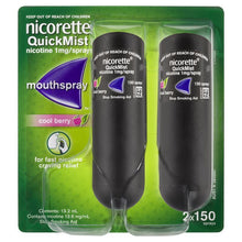 Nicorette Quit Smoking QuickMist Nicotine Mouth Spray Cool Berry 2 x 150 Sprays