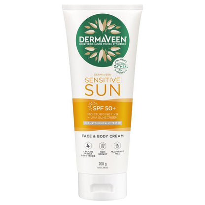 DermaVeen Sensitive Sun SPF 50+ Moisturising Face & Body Cream 200g