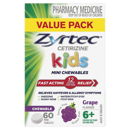 Zyrtec Kids Chewable Grape 60 Tablets