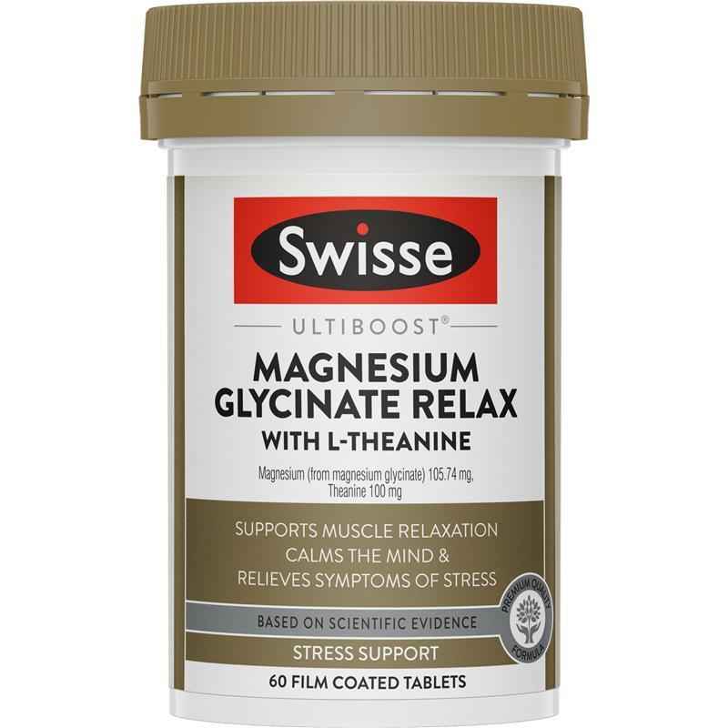 Swisse Ultiboost Magnesium Glycinate Relax + L-Theanine Day 60 Tablets