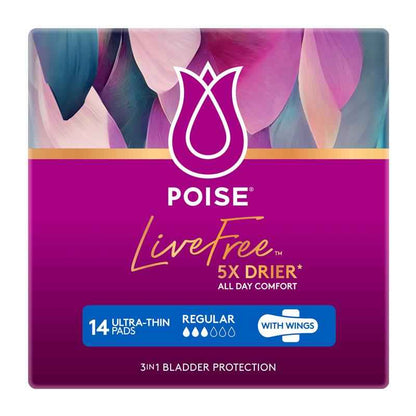 Poise Livefree Pad Regular Wing 14 Pack