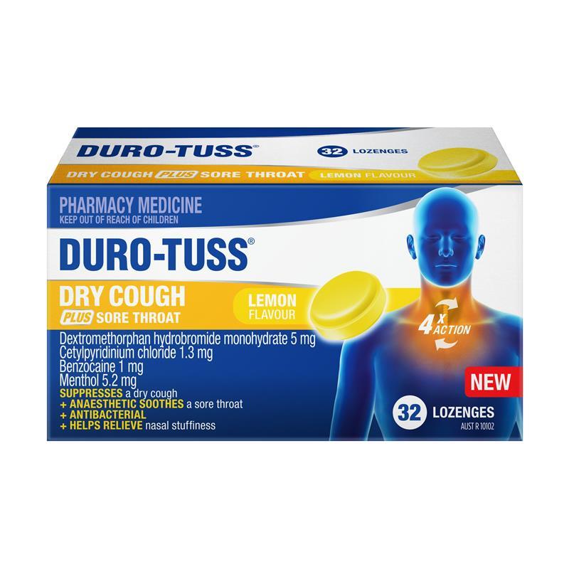 Durotuss Dry Cough Lemon 32 Lozenges