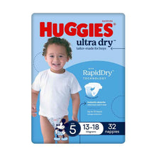 Huggies Ultra Dry Nappies Size 5 Boy 13-18kg Bulk 32 Pack