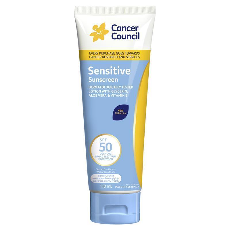 Cancer Council SPF50 Sensitive Sunscreen 110ml (New Formula)