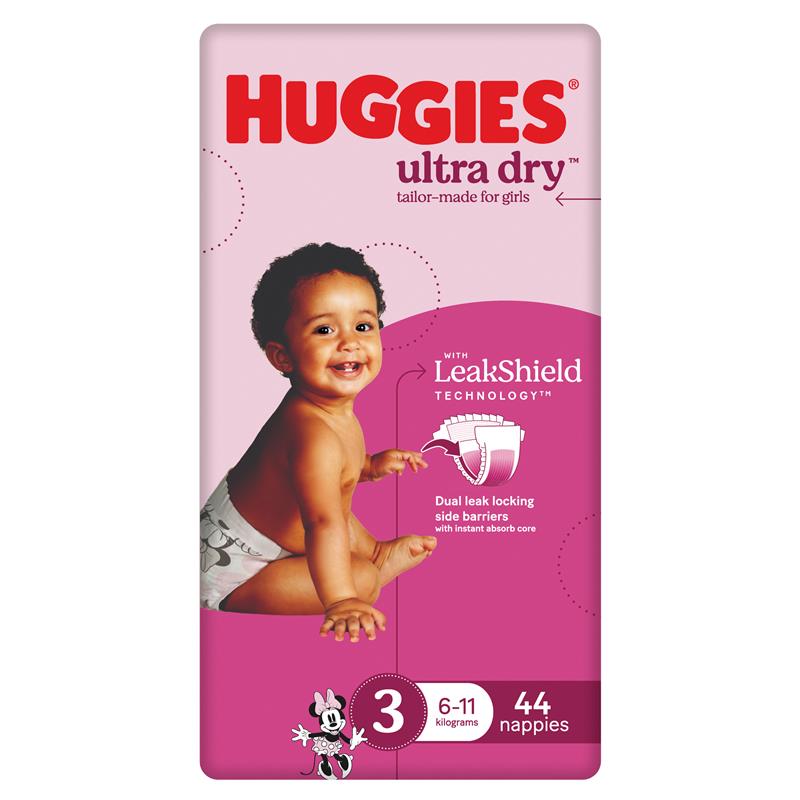 Huggies Ultra Dry Nappies Girls Size 3 (6-11kg) 44 Pack