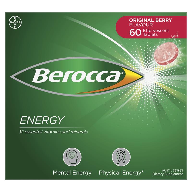 Berocca Energy Original Berry 60 Effervescent Tablets Exclusive Size - GimmeNow