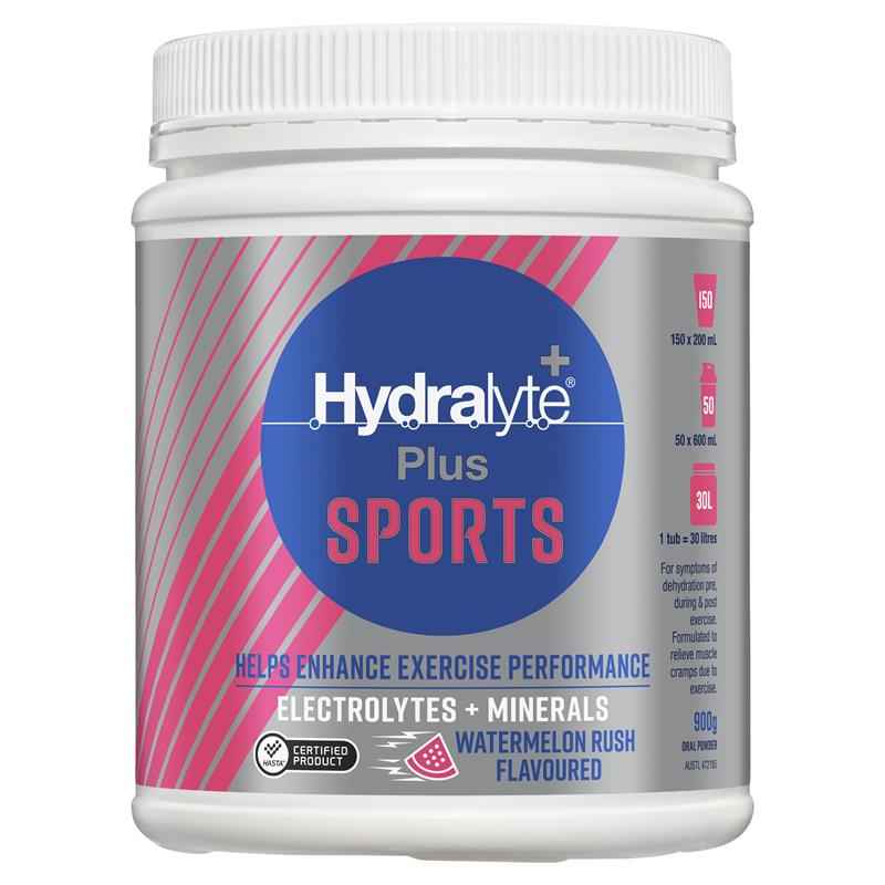 Hydralyte Plus Sports Watermelon Rush Flavoured Powder 900g