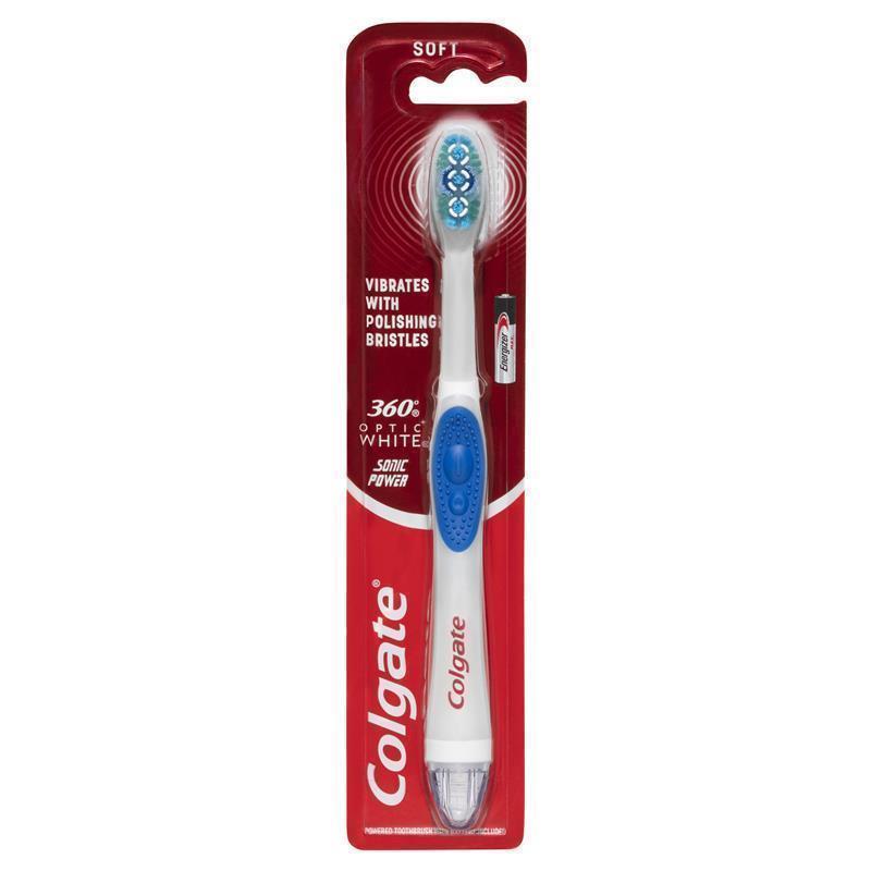 Colgate 360 Optic White Powered Toothbrush Soft with vibrating & polishing bristles
