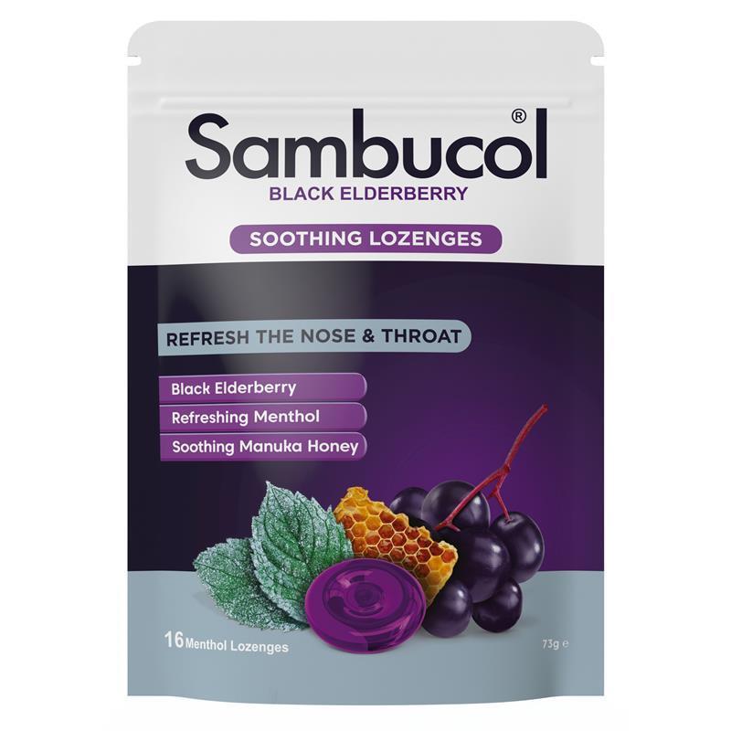 Sambucol Soothing Nose & Throat Menthol & Honey 16 Lozenges