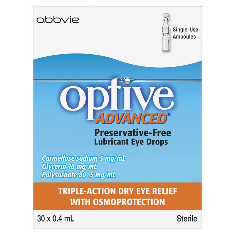 Optive Advanced Lubricant Eye Drops 30 x 0.4mL