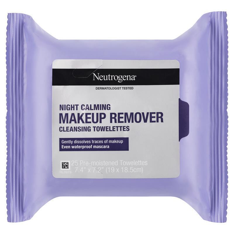 Neutrogena Night Calming Makeup Remover Cleansing Towelettes Wipes 25 Pack