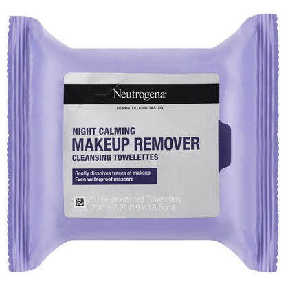 Neutrogena Night Calming Makeup Remover Cleansing Towelettes Wipes 25 Pack