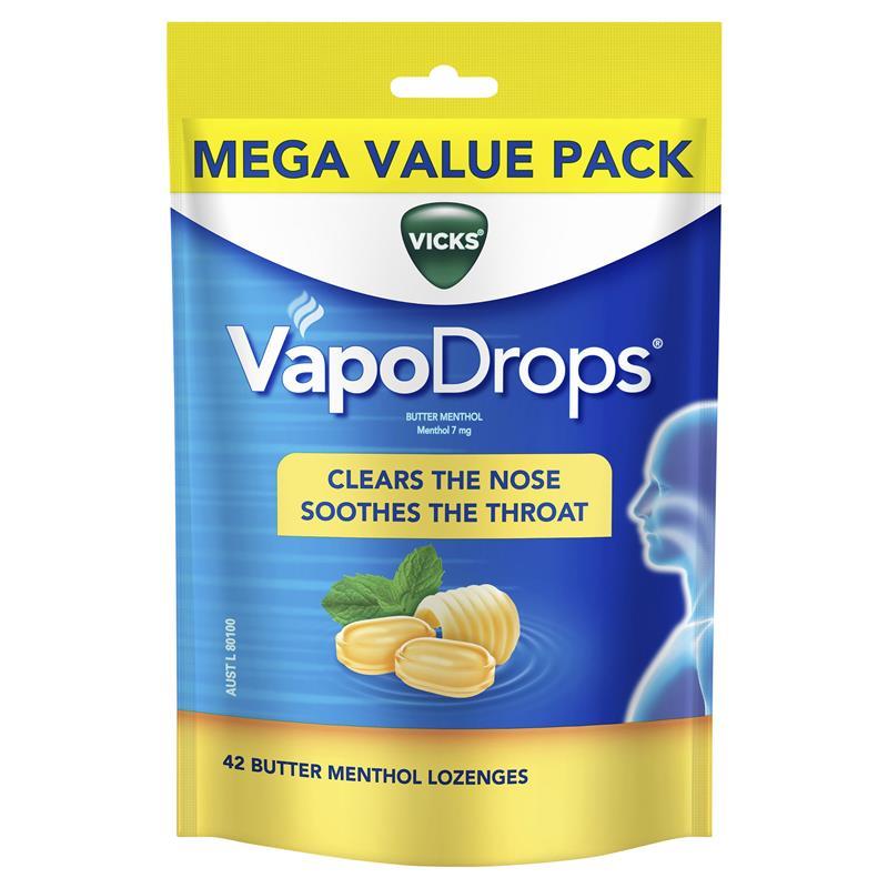 Vicks VapoDrops Butter Menthol 42 Lozenges