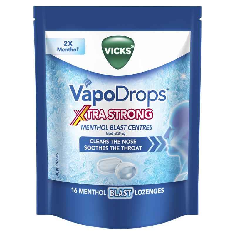 Vicks VapoDrops Xtra Strong Menthol Blast 16 Lozenges
