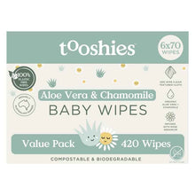 Tooshies Baby Wipes Aloe Vera and Chamomile 6 x 70 Pack