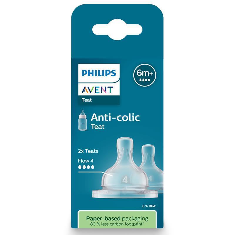 Avent Teat Silicone 6M+ Fast Flow 2 Pack