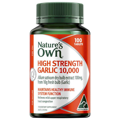 Nature's Own High Strength Garlic 10,000mg 100 Tablets - GimmeNow