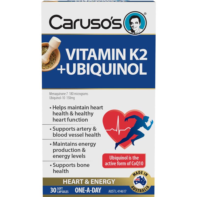 Carusos Vitamin K2 + Ubiquionol 30 Capsules