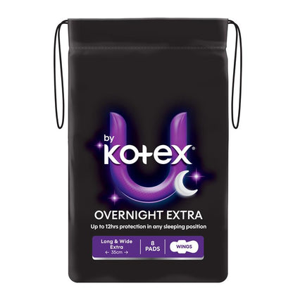 U by Kotex Overnight Extra Pads Long with Wings 8 Pack
