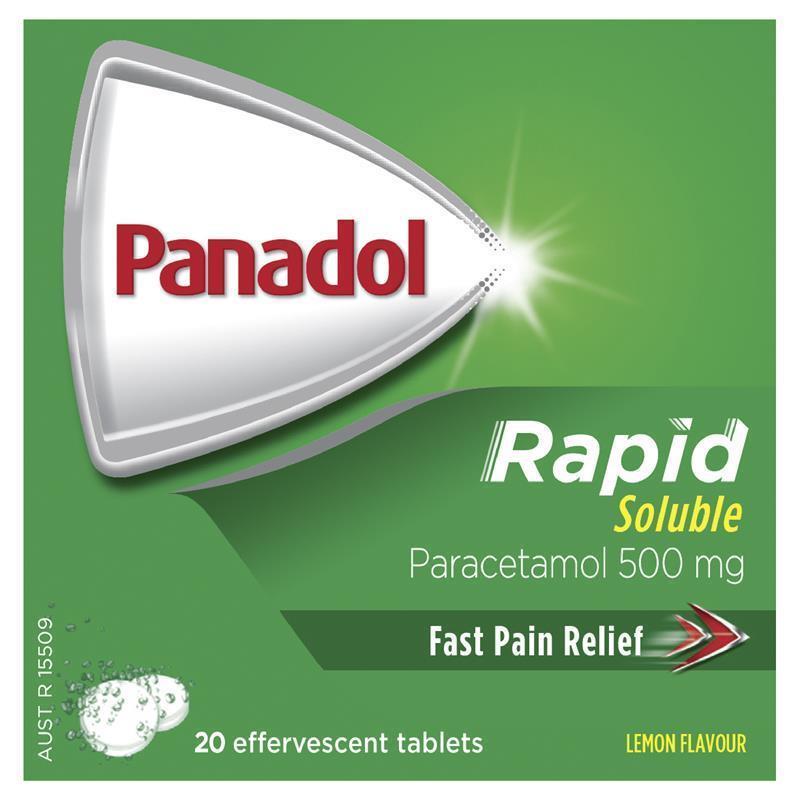 Panadol Rapid Soluble Paracetamol Pain Relief 20 Tablets