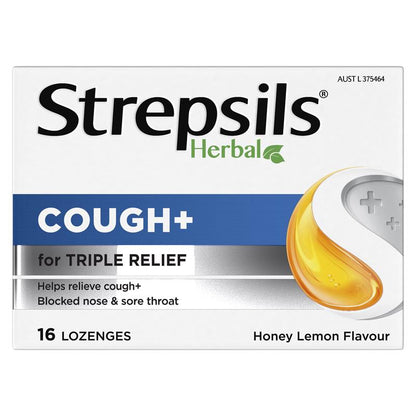 Strepsils Herbal Cough Lozenges Honey Lemon 16 Pack