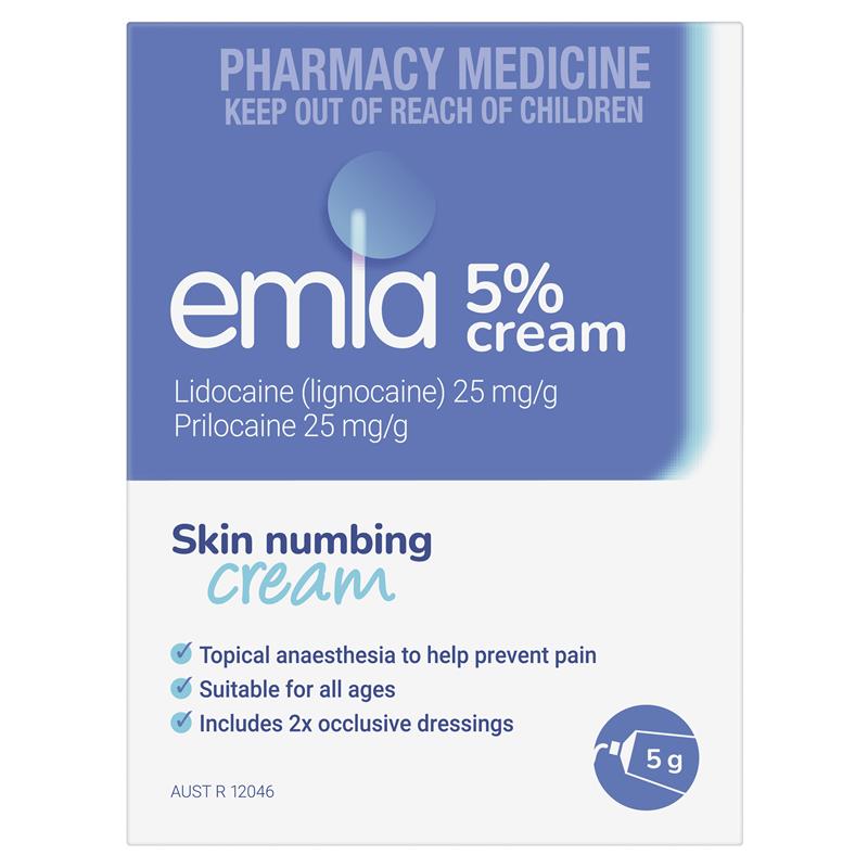 Emla Cream 1 x 5g Tubes + 2 Dressings