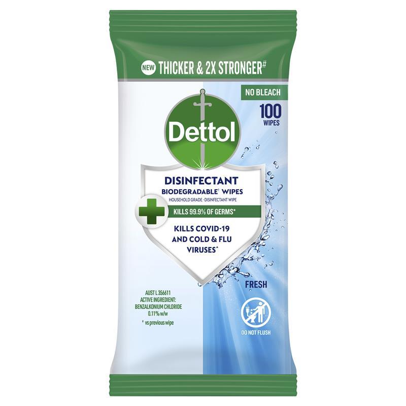 Dettol Disinfectant Wipes Fresh 100 Pack
