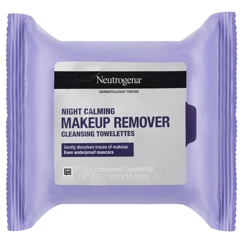 Neutrogena Night Calming Makeup Remover Cleansing Towelettes Wipes 25 Pack