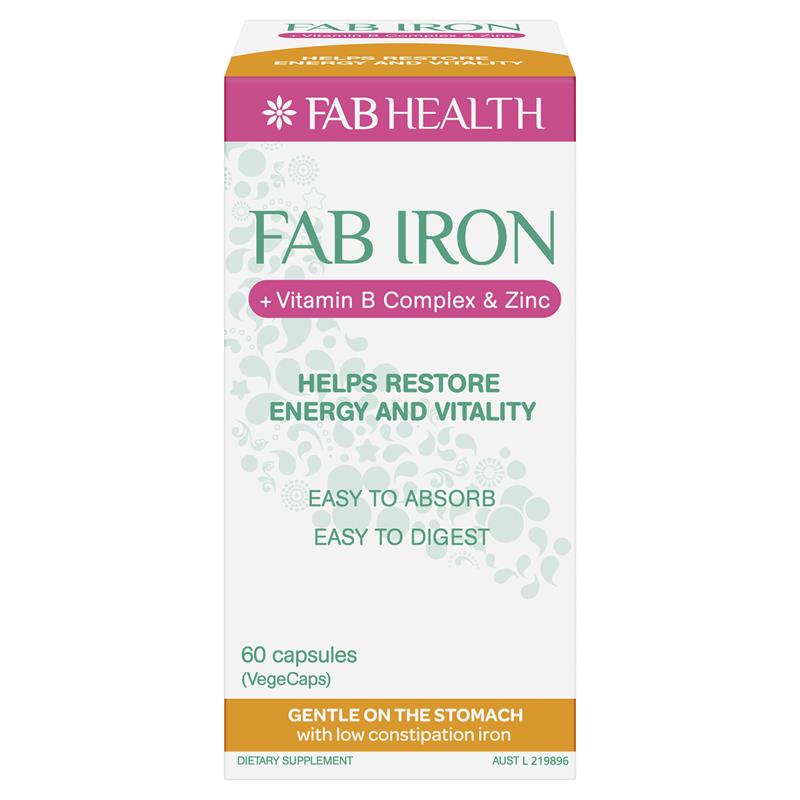 Fab Iron + Vitamin B Complex and Zinc 60 Capsules