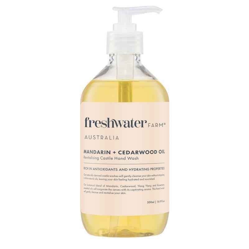 Freshwater Farm Australia Mandarin + Cedarwood Oil Revitalising Castile Hand Wash 500ml