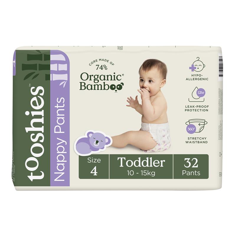 Tooshies Eco Nappy Pants Size 4 Toddler 10-15kg 32 Pack