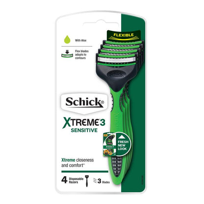 Schick Xtreme 3 Sensitive Mens Disposable Razors 4pk