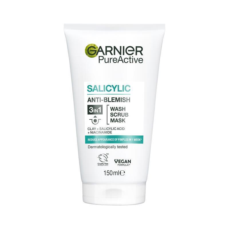 Garnier SkinActive Pure Active 3 in 1 Wash, Scrub & Mask 150mL