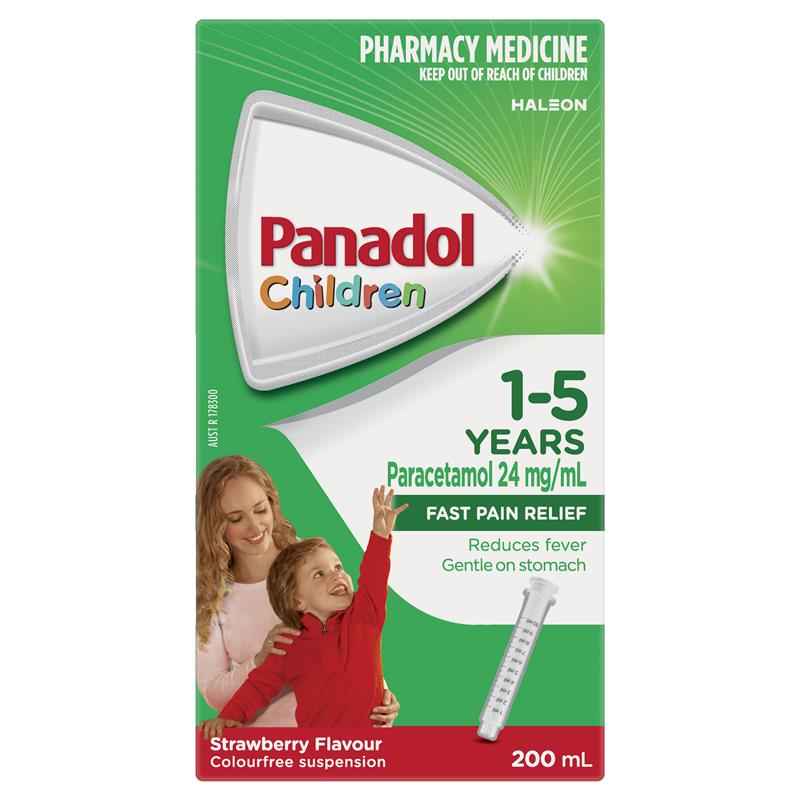 Panadol Children 1-5 Years Suspension Fever & Pain Relief Strawberry Flavour 200ml