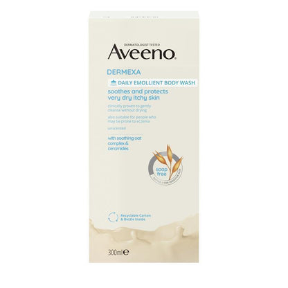 Aveeno Dermexa Daily Emollient Fragrance Free Body Wash 300ml
