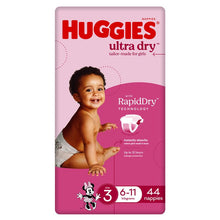 Huggies Ultra Dry Nappies Size 3 Girl 6-11kg Bulk 44 Pack