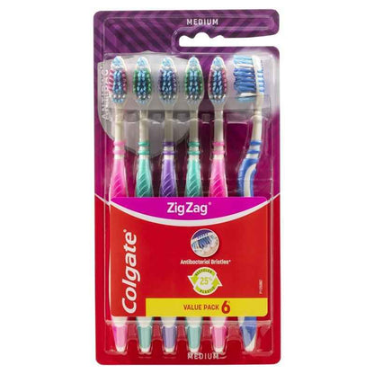 Colgate Zig Zag Deep Interdental Clean Toothbrush Medium Value 6 Pack