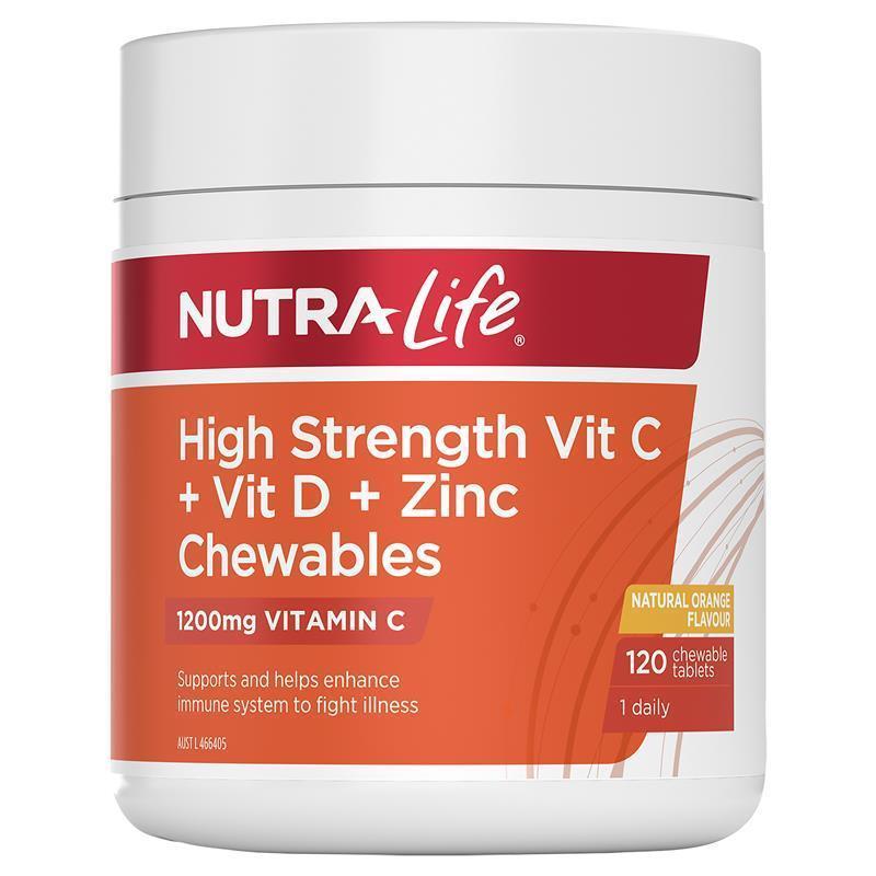 Nutra-Life Vit C+D+Zinc Chew 120 Tablets