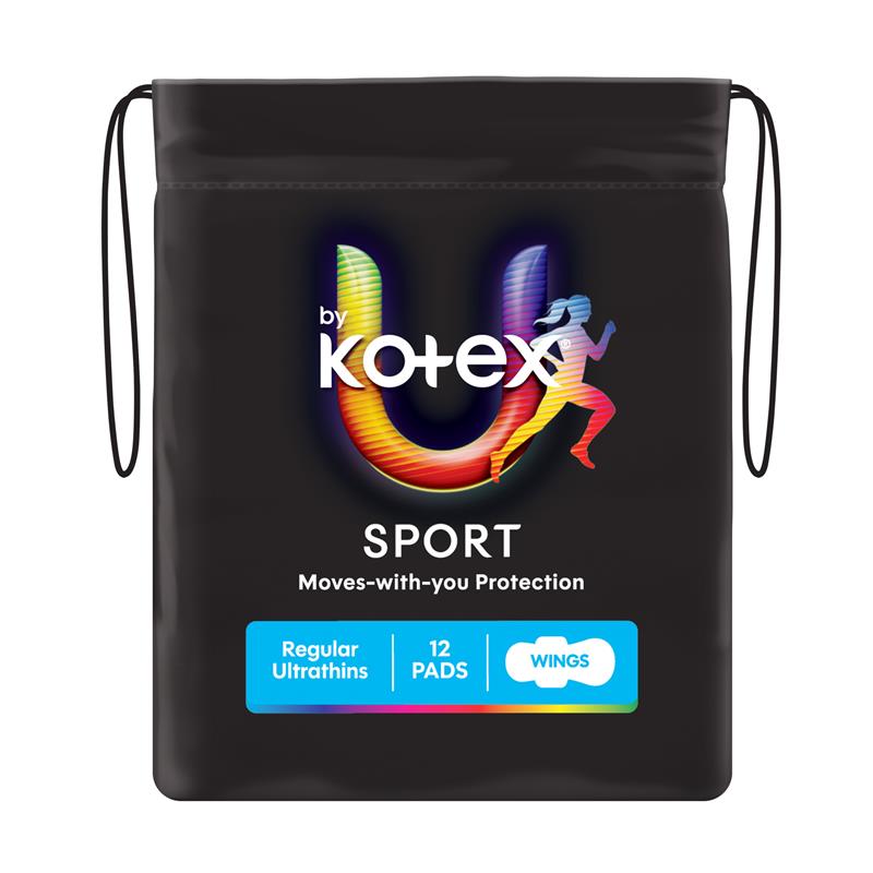 U by Kotex Sport Pads Regular with Wings 12 Pack