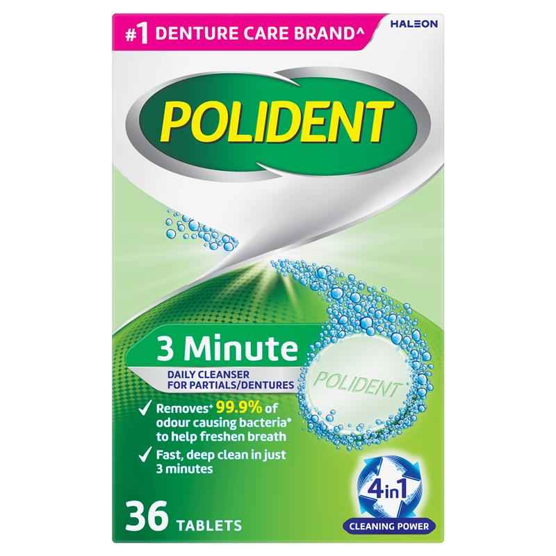 Polident Denture Cleanser Fresh Active Tablets 36