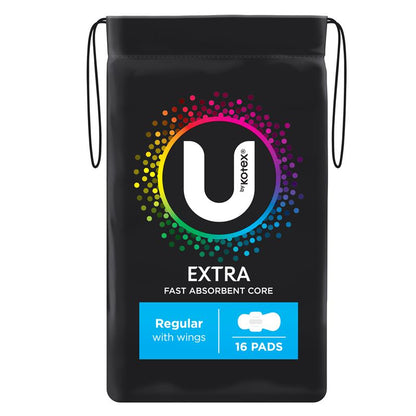 U by Kotex Extra Pads Wing Regular 16 Pack