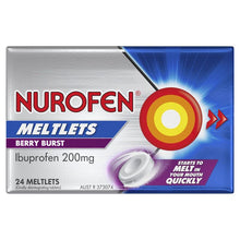 Nurofen Meltlets Pain Relief Berry Burst 200mg Ibuprofen 24 Pack