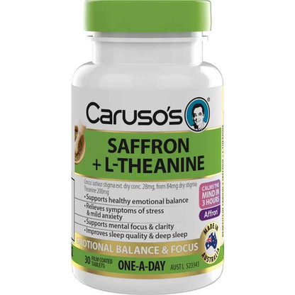 Carusos Saffron + L Theanine 30 Tablets