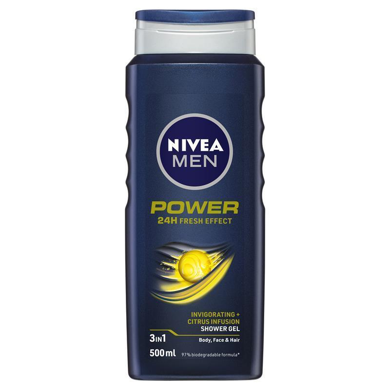 NIVEA MEN Power Refresh 3-IN-1 Shower Gel Body Wash 500ml
