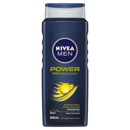 NIVEA MEN Power Refresh 3-IN-1 Shower Gel Body Wash 500ml